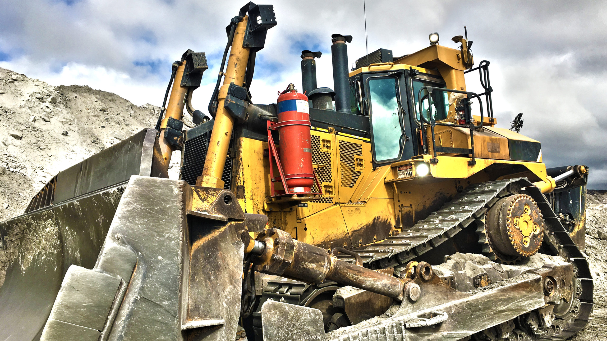 yellow bulldozer equipped with Nordic Lights LED lights