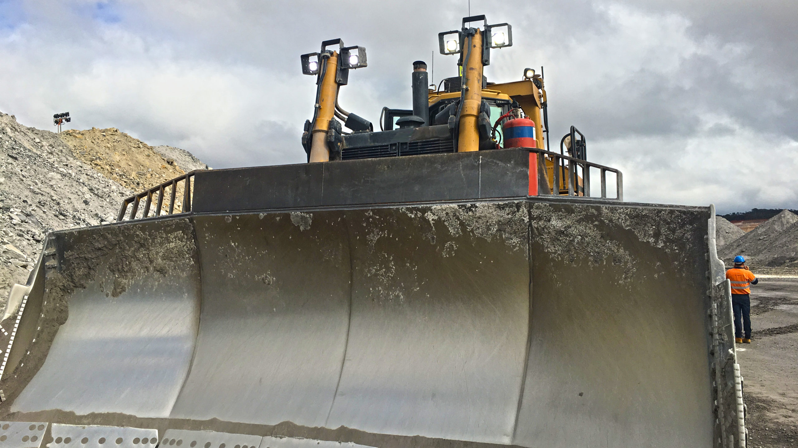 Yellow Bulldozer equipped with Nordic Lights LED lights